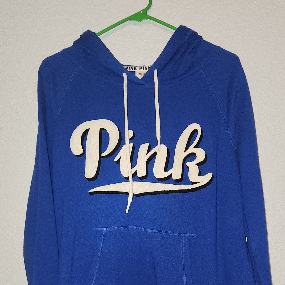 PINK Victoria's Secret Women's Royal Blue Hoodie